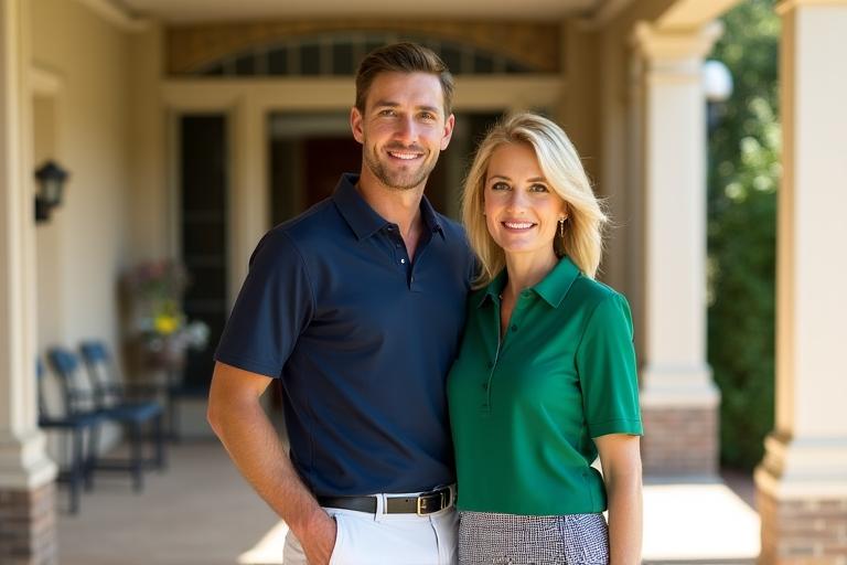 Esempio di abbigliamento golf classico raffinato presso la clubhouse